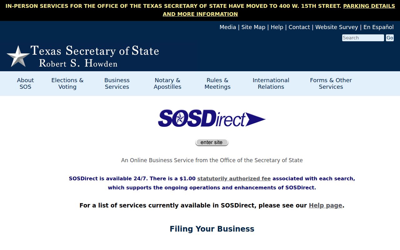 Coppell residents directory Texas SOSDirect business search notice